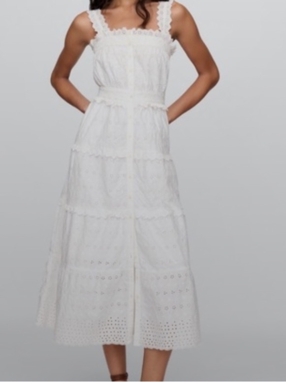 NWT Gap × DÔEN Eyelet Midi Dress Woman’s White Size Small